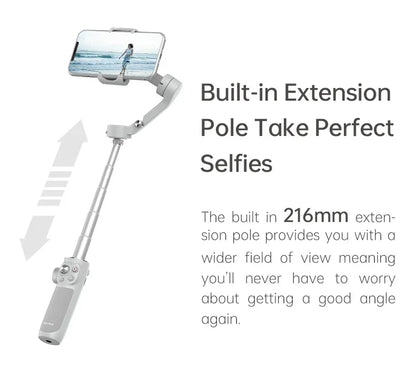 FeiyuTech VB4 Face Tracking Cell Phone Gimbal Stabilizer for Vlogging iPhone 17 Pro Max Samsung Galaxy, Built-in Selfie Stick