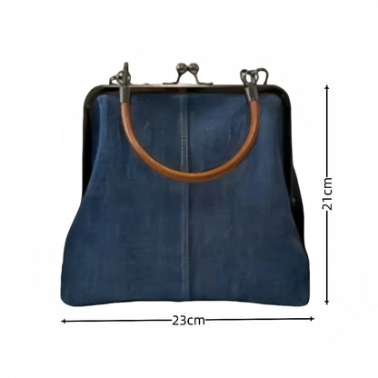 New Vintage Style Women Handbag Fashionable Navy Blue Designer Shoulder Bag Versatile Lady‘s Denim Purses Crossbody Bags