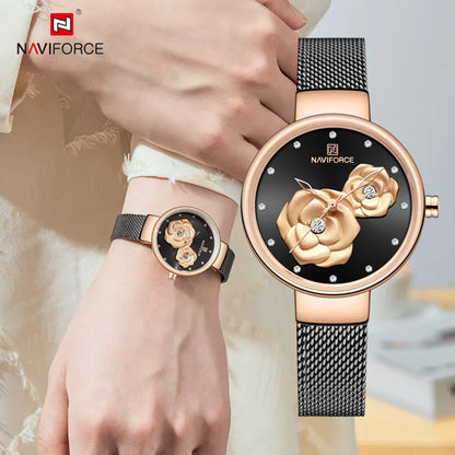 NAVIFORCE Luxury Women Watch Waterproof Dress Wristwatch Stainless Steel Bracelet Strap Elegant Lady Fashion Casual Female Gift