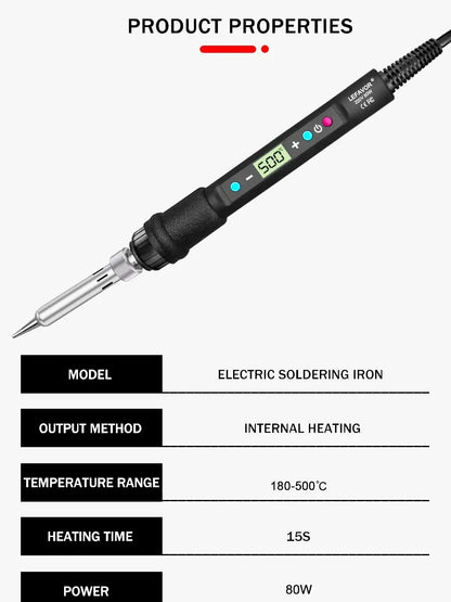 LEFAVOR 80W Digital display soldering iron welding set C/F switching calibration temperature 100-500C home repair DIY