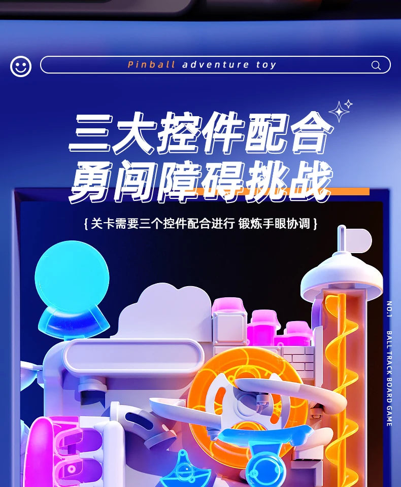 Educational Montessori Toy Multi-Layer Track Adventure Game Rail Rolling Ball Model Interactive Brain for Children Kids