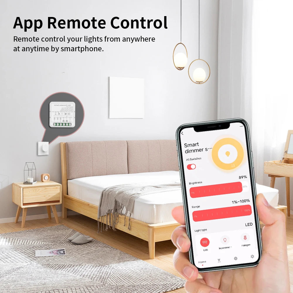 TNCE Tuya wifi Dimmer ZigBee Module Supports 2 Way Control LED Lights Dimmable Switch Work with smart life app Alexa Google Home