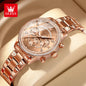 OLEVS Women's Watches Top Brand Luxury Original Quartz Watch for Ladies Chronograph Waterproof Luminous Rhinestone Dial 24 Hour