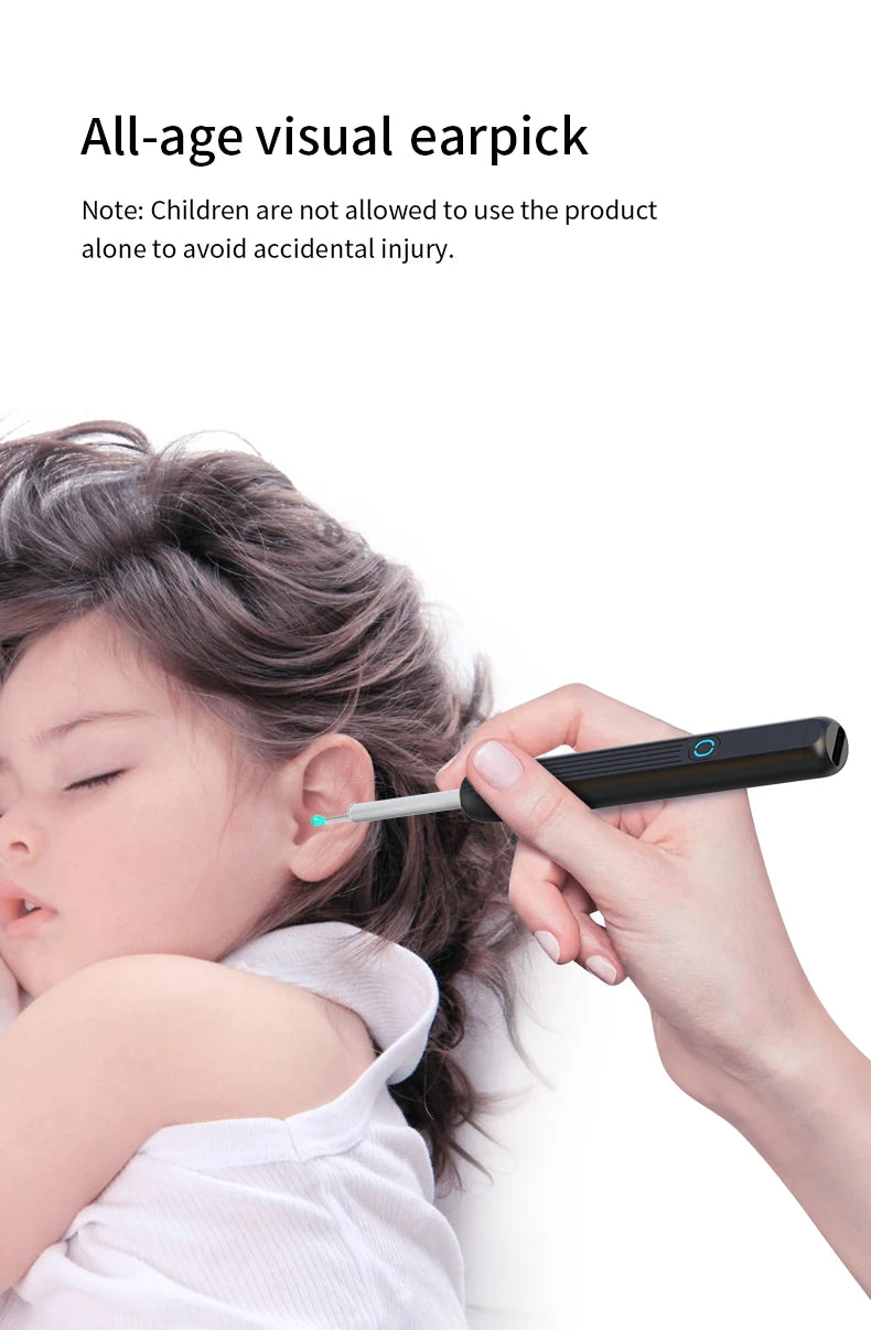 Smart Ear Wax Cleaner with Camera 3.5mm Earpick Otoscope Visual Ear Camera Health Care Ear Cleaner for iPhone, iPad, Android