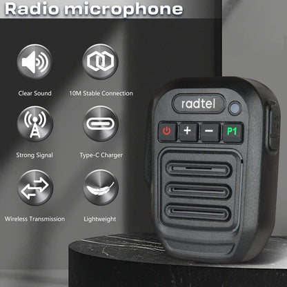 Two Way Radio Wireless Bluetooth Speaker Mic, Handheld Shoulder Microphone for Baofeng  Quansheng UV-K5 Radtel RT-470X RT-900