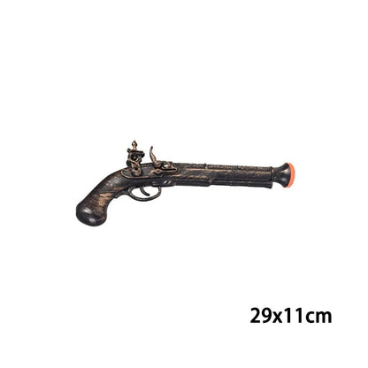 Vintage Carved Pirate Toy Gun 3D Relief Pistol Model Ornament Plastic Simulation Collection Non-shooting Halloween Cos Prop