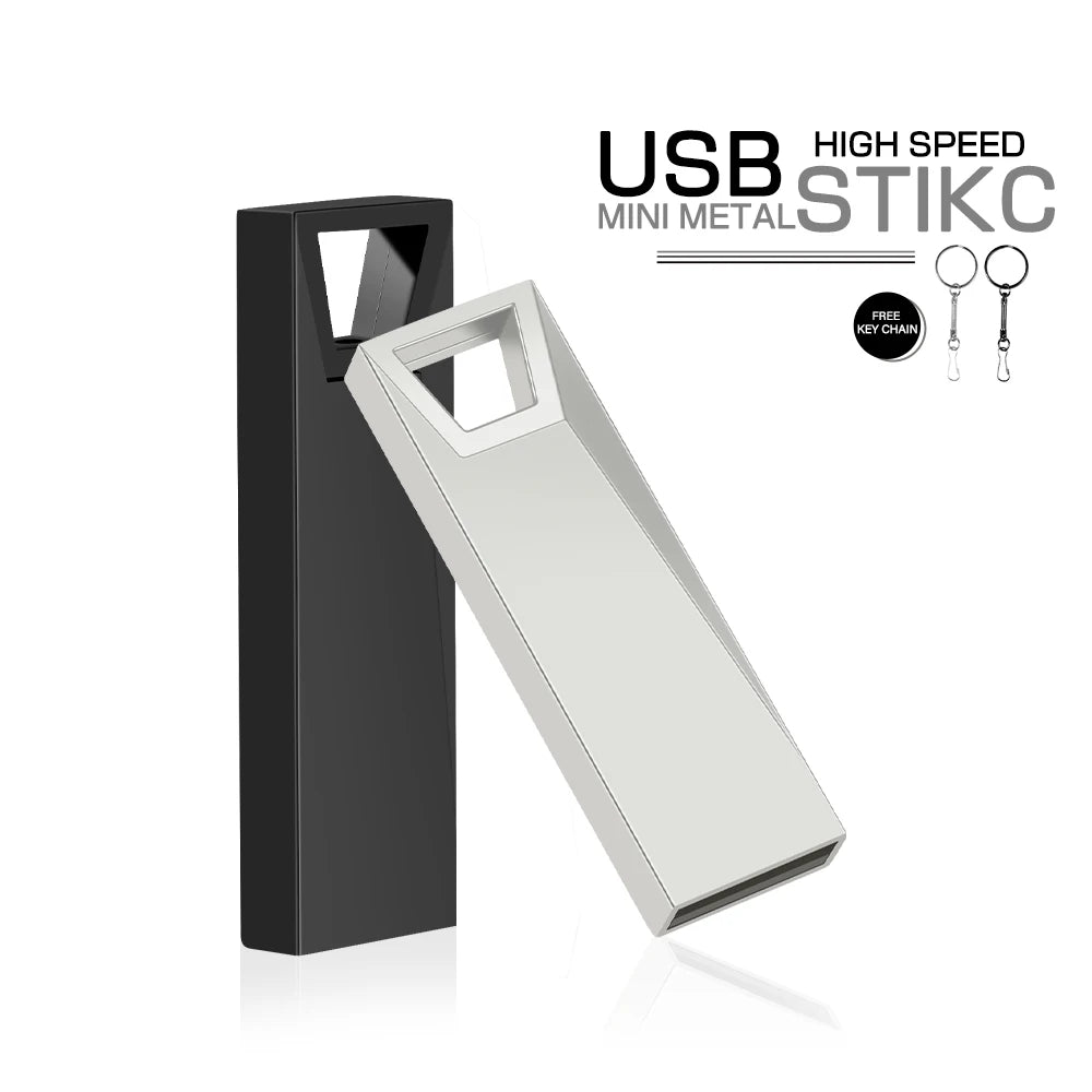 JASTER Metal USB Flash Drive 128GB Business Gift Memory Stick 64GB Free Key Chain Pen Drive 32GB Silver Flash Disk 16GB 8GB 4GB