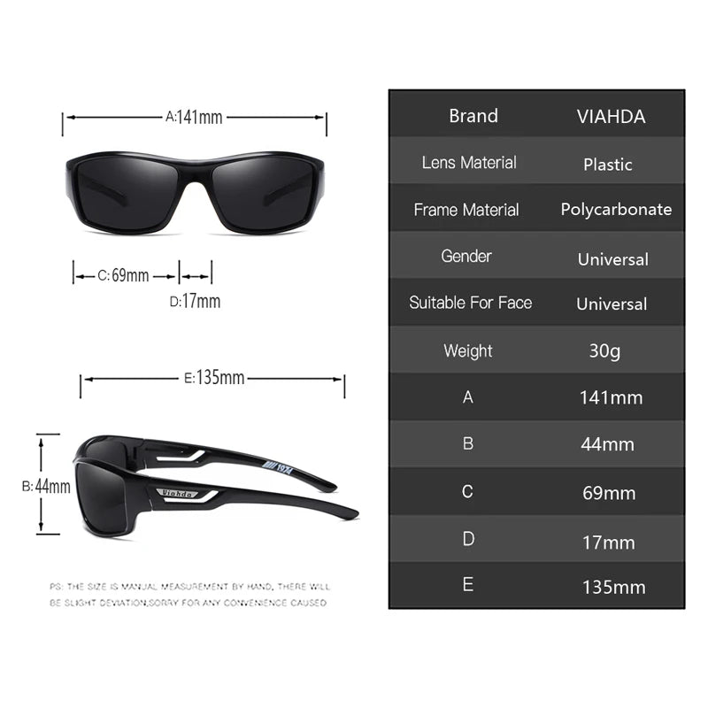 VIAHDA New Polarized Sunglasses Men Driving Sport Designer Sun Glasses Women Eyewear UV400 Without Box Fishing Hiking