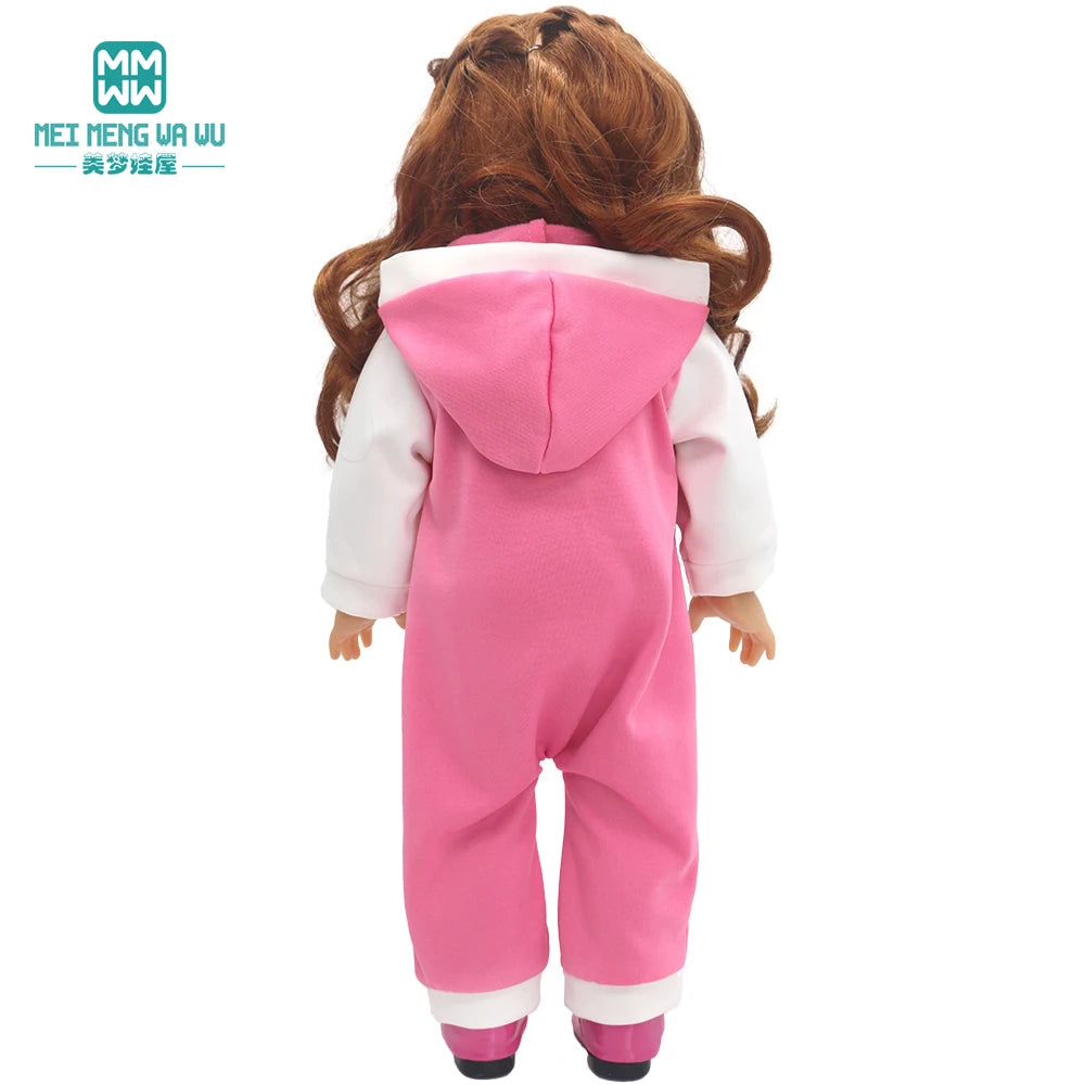 Fits 17-18inch American Doll and New Born Doll Clothes Fashion Dresses, Hooded Jumpsuit, Cardigan Strap Skirts Toys Gifts