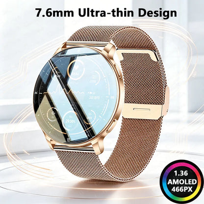 7.6MM Smart Watch 1.32'' AMOLED HD Screen Men Women Sports Watches LED Flashlight BT Call Heart Rate Health Care Smartwatch 2026