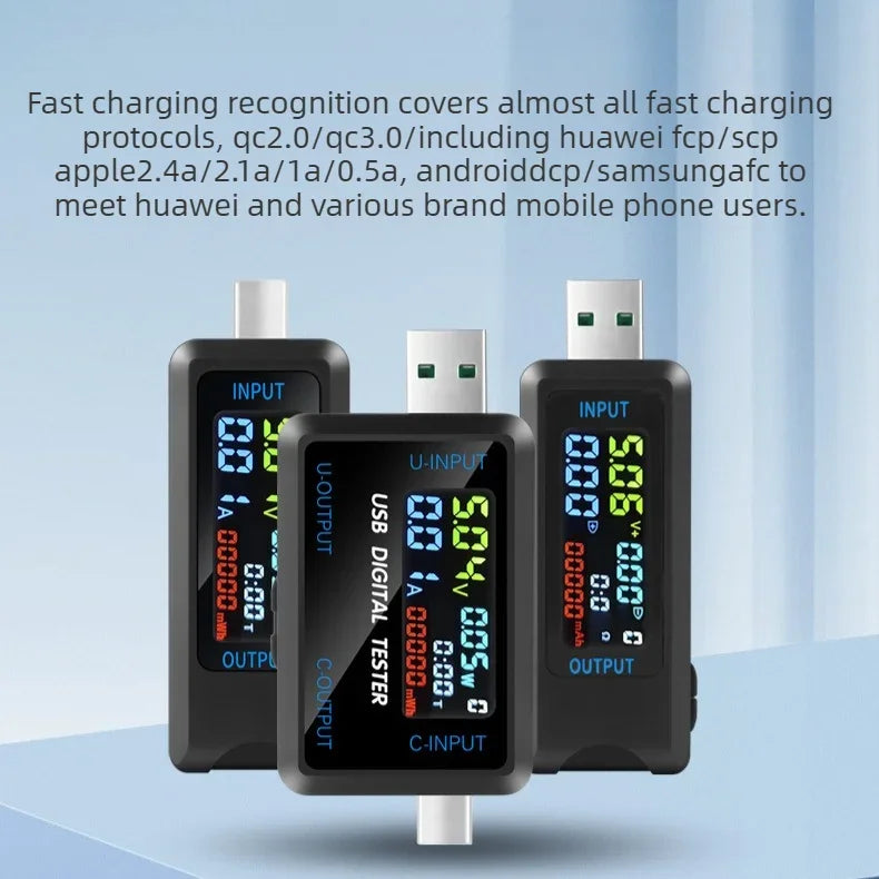 High-end 10 in 1 USB Type-C Voltmeter Ammeter Capacity Tester DC 4.5~36V 0-8A Multiple Fast Charging Automatic Detection