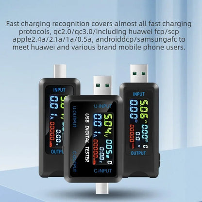 High-end 10 in 1 USB Type-C Voltmeter Ammeter Capacity Tester DC 4.5~36V 0-8A Multiple Fast Charging Automatic Detection