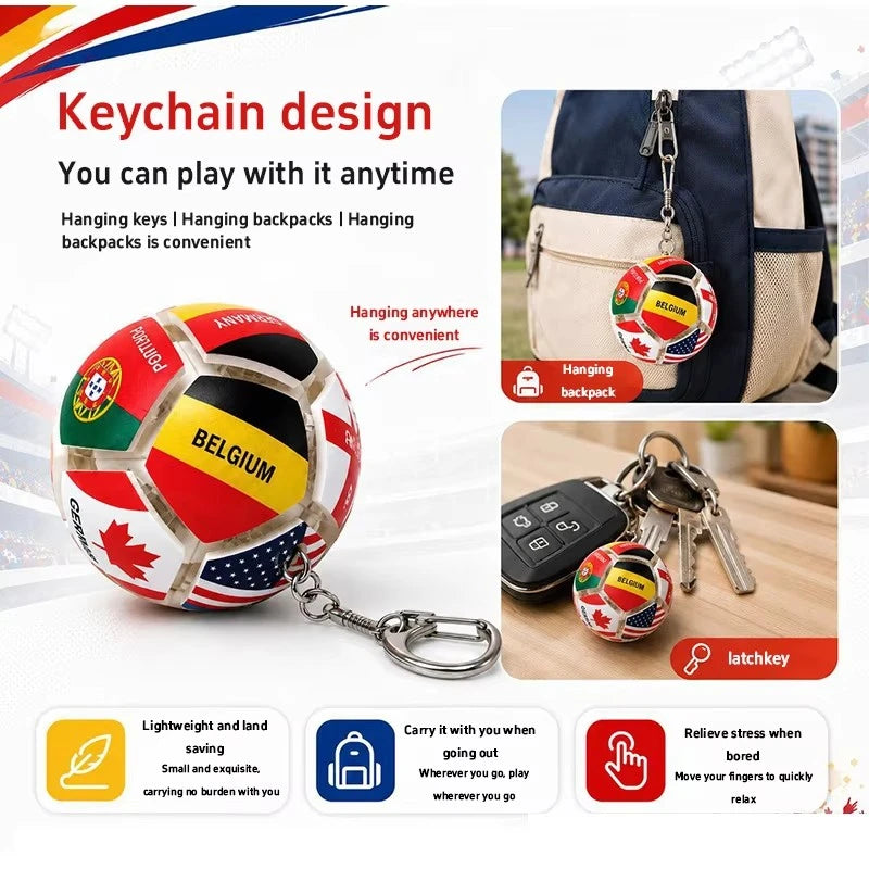 Soccer Ball Fidget Button Keychain Clicky Stress Relief Toy 3D Soccer Football Sport Ball for Men Women Car Key Handbag Gift