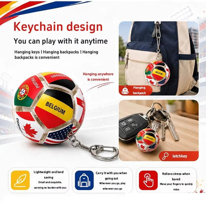 Soccer Ball Fidget Button Keychain Clicky Stress Relief Toy 3D Soccer Football Sport Ball for Men Women Car Key Handbag Gift