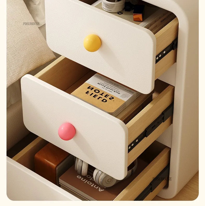Cute Solid Wood Children's Nightstands for Children Furniture Dormitory Storage Bedside Tables Narrow Kid's Storage Cabinet
