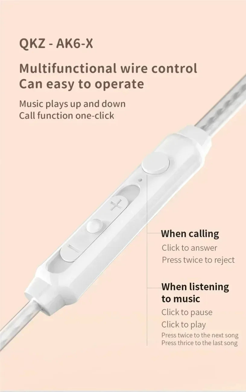 QKZ CK5 FiLe Wired Earphone Professional Gaming And Sports Noise Cancelling Headphones with Microphone HiFi Music Earphone