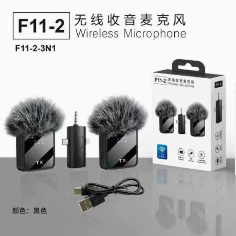 F11-2 lavalier microphone portable outdoor live broadcast three in one microphone F15 2-in-1 receiver lavalier microphone