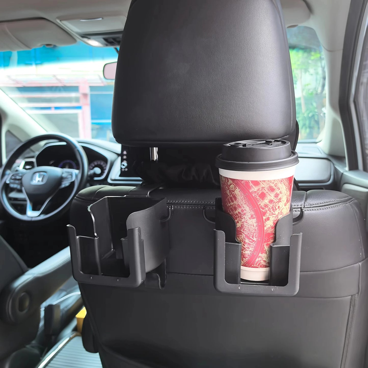 2pcs Multifunctional Car Seat Back Organizer with Cup Holder Phone Mount and Hooks - Fits Most Vehicles Holds Water Bottles