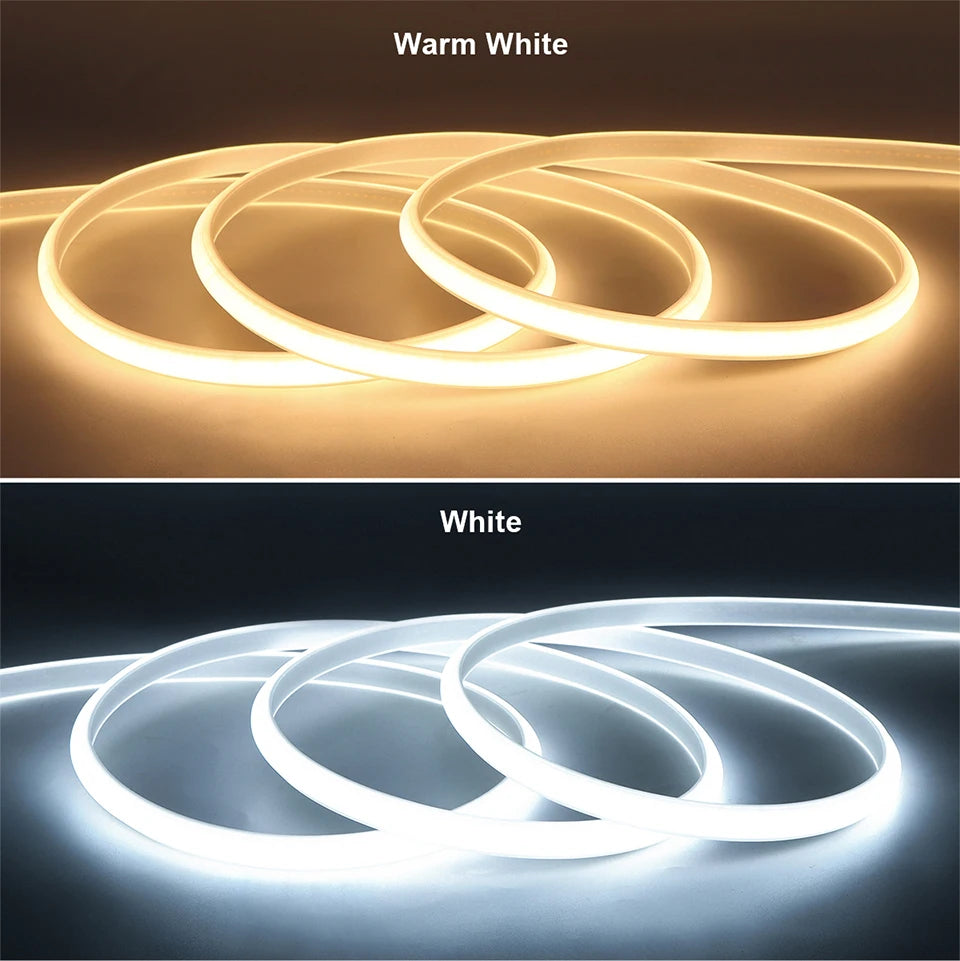 1-35M COB Strip Light Pure Silicone Tube 288LEDs/M High Bright Flexible String Lamp Waterproof 220V 110V For Villa Garden Yard