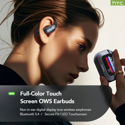 【Słuchawki douszne z tłumaczem AI】HTC NE25 Słuchawki Bluetooth z ekranem dotykowym LCD Sportowe bezprzewodowe słuchawki długie życie z mikrofonem HD