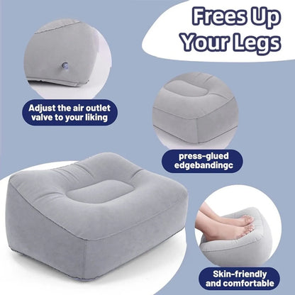 Inflatable Foot Rest Pillow Portable Air Cushion for Travel Office Home Under Desk Leg Support Comfort Relaxing PVC 1PC