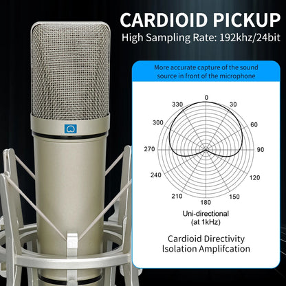 LEUS U87 AI XLR Condenser Microphone Professional Cardioid Studio Mic for Recording Podcasting Voice Over Streaming Home Studio