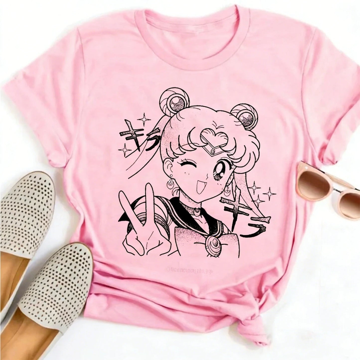 Summer 2026 Sailor Moon "Four Grid Emoji Pack" Soft Street Trend 100% Cotton Print Loose T-shirt Male/female Top Y2k