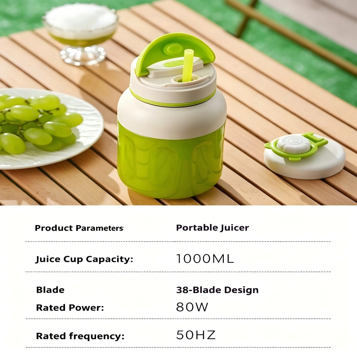 Wireless Rechargeable Portable Juicer Cup, Multifunctional Mini Smoothie Blender Supports Ice Crushing for Home Outdoor