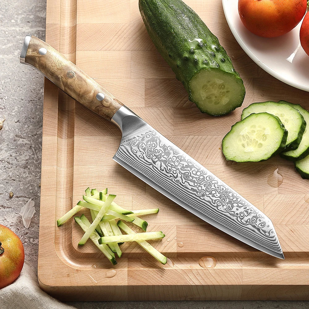 XINZUO 5.8 Inches Bunka Knife 67 Layers Damascus Steel Stainless Steel Ergonomically Designed Handle With Delicate Gift Box