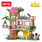 Friends City Tree House Summer Holiday Villa Castle Building Blocks Garden Swimming Pool Model Figures Toy For Kid Birthday Gift