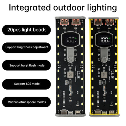 4*21700 DIY Power Bank Case PD22.5W Transparent Quick Charge Battery Box LED Screen Battery Case Kit With Light For Huawei