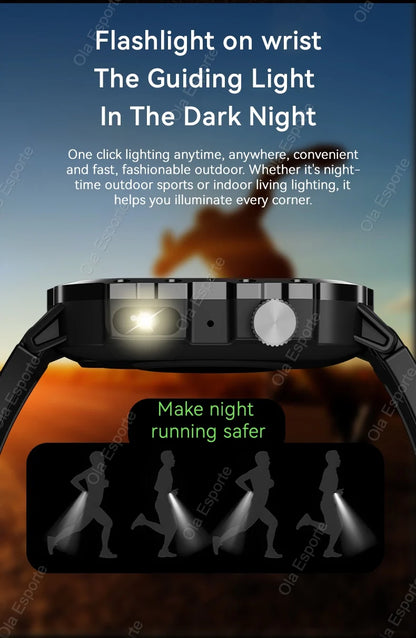 2026 New Military Smart Watch Men IP67 3ATM Outdoor Sports Fitness Tracker Blood Pressure Health Monitor BT Calls GPS Smartwatch