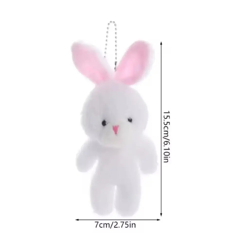 10Pcs Cartoon Animal Little Rabbit Plush Toy Keyring Stuffed White Rabbit Plush Keychain Soft 18cm