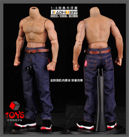 1/6 Scale Male Classic Jeans Denim Pants Trousers Clothes Model Fit 12-inch Soldier Muscular Action Figure Body Dolls