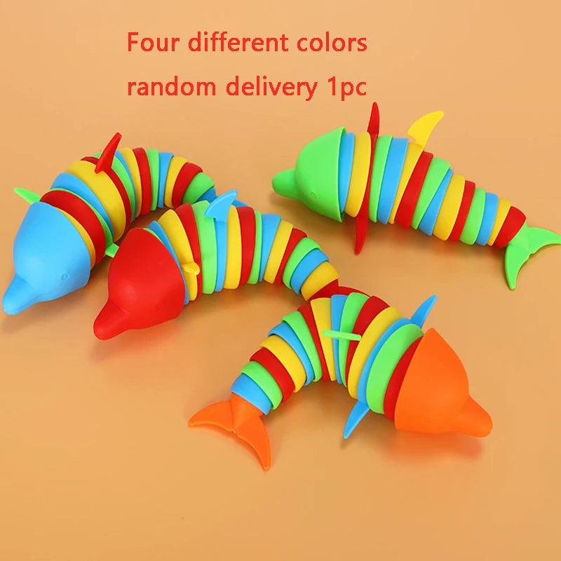 Stress Relief Toys Fidget Toys Kids Adults Funny Buckle Slug Dolphin Shark Anxiety Antistress Squishy Toy Keychain Accessories