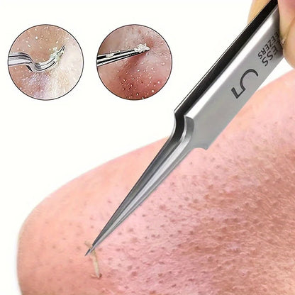Stainless Steel Ultra-fine No. 5 Cell Pimples Blackhead Clip Tweezers Beauty Salon Scraping Closing Special  Acne Needle Tools