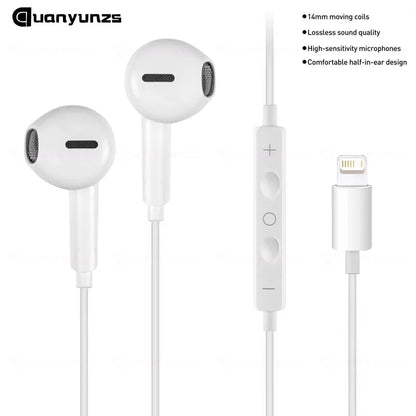 Wired Earphones Type c Earbuds for Apple Lightning Headphones with Line Iphone 5 6 8 7 Plus X XS MAX XR 10 11 12 13 14 Pro 15 16