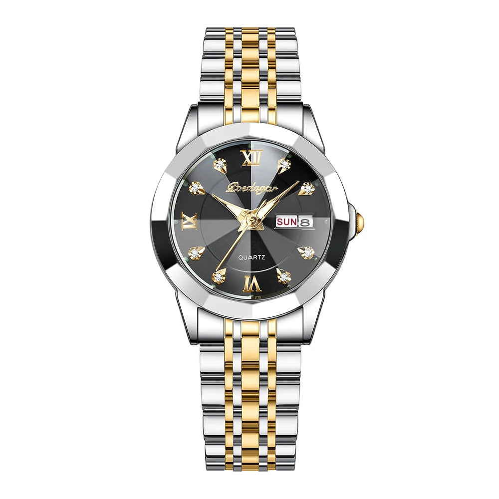 POEDAGAR Luxury Brand Women's Watches Waterproof Luminous Date Week Quartz Watch For Woman Stainless Steel Fashion Ladies Watch