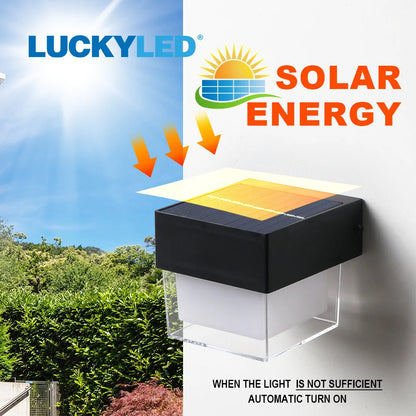 LUCKYLED Solar Outdoor Wall Light Waterproof LED Facade Wall Lamp 4W Wireless Street Porch Garden Lighting