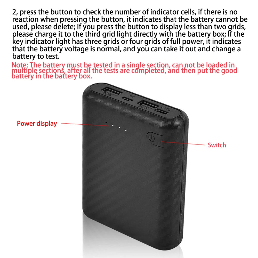 New Portable DIY Power Bank Box 4x18650 Battery Charger Case Fast Charging Case Solderless Power Bank Shell Batteries Charging