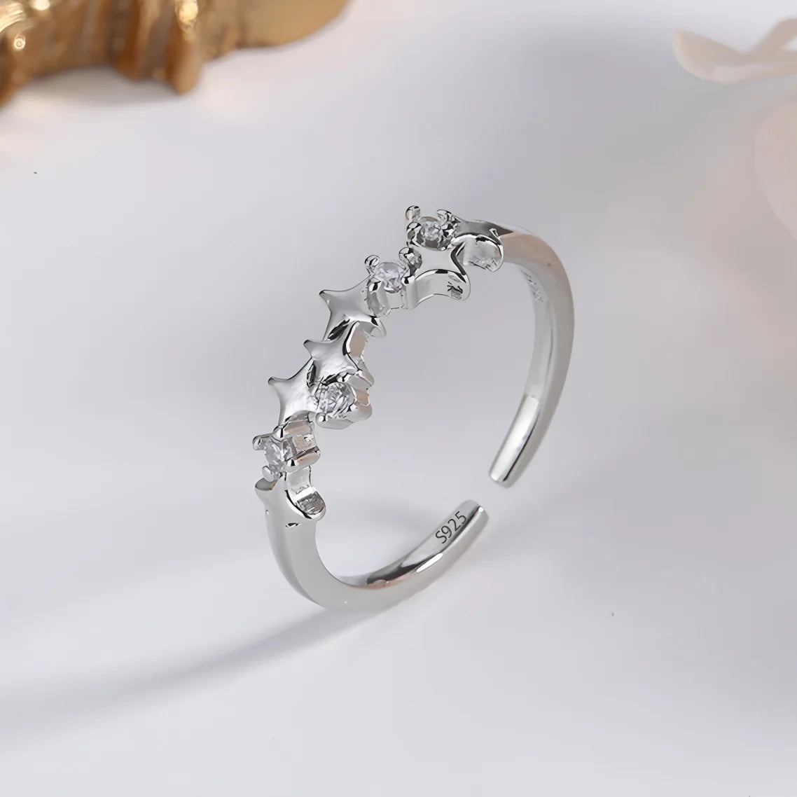 PANJBJ 925 Sterling Silver Lotus Ring For Women Retro TextureJewelry Irregular Creativity Adjustable Jewelry Party Gift Dropship