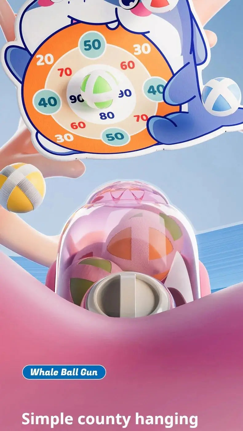 Whale Sticky Ball Throw Toy Set Kids Shooting Ball Gun Dart Board Target Soft Bullet Outdoor Indoor Game Gifts For Girsl Boys