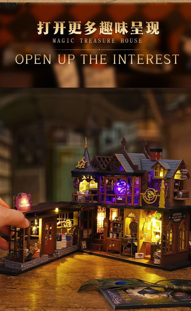 DIY Miniature Magic Treasure House Book Nook - Handcrafted 3D Puzzle, Creative Christmas Halloween Black Friday Gift Idea