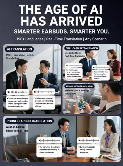 MONOISE Q8 AI Translation Earbuds Wireless Bluetooth 115 Languages Real Time Translator Semi In Ear Headphones with Mic