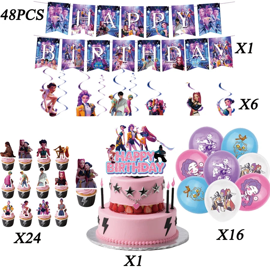 Demon Hunting Team Disposable Tableware Tablecloth Gift Bag Birthday Party Decoration Supply Classroom Reward Prize Fun Toy Gift