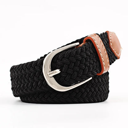 2.5cmx100cm Unisex Extended Elastic Knitted Thin Belt Women's Needle Button Canvas Jeans Student  Canvas Elastic Belt for Women