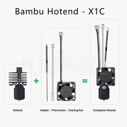 Original Complete Hotend Assembly Hotend For Bambu Lab X1 X1C P1P P1S with Fan with Nozzle Complete Bamboo Lab X1 Carbon