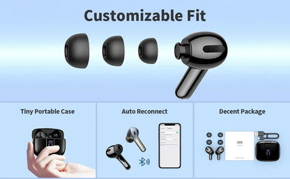 X87 In-Ear Headphones with LED Digital Display HiFi Stereo Earphones Long-lasting Headsets Phones Laptops Widely Compatible