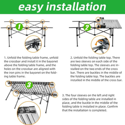 2025 Portable Folding Table Camping Table Outdoor Folding Storage Long Table Easy To Install With Net Bag Black Camping Desk