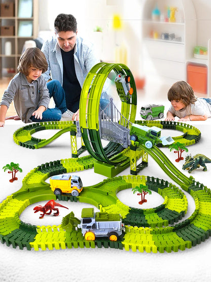 Electric Dinosaur Racing Car Track Set Magic Climbing Flexible Rail Car Educational Puzzle Toy for Kids